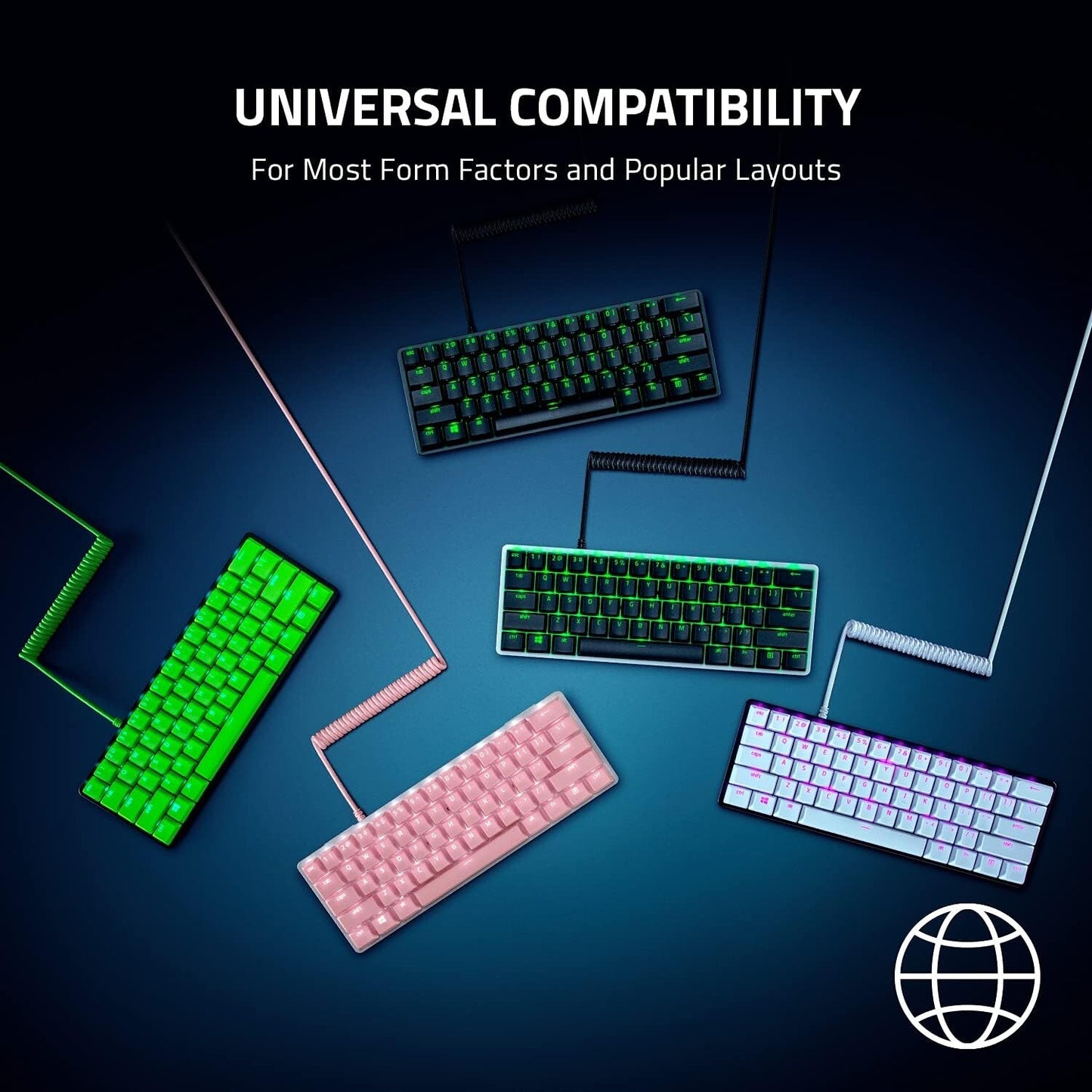 PBT PBT Razer Keycap Coiled Cable Upgrade Set Durable Dbleshot Stabilazers