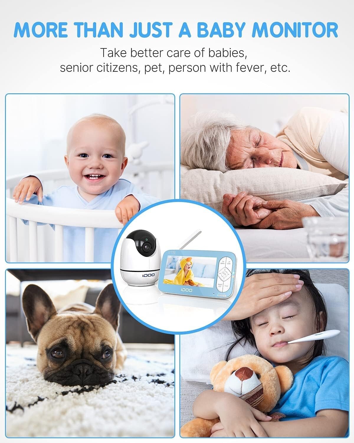 iDOO Baby Monitor Camera Audio Video Baby Monitor no WiFi w Night