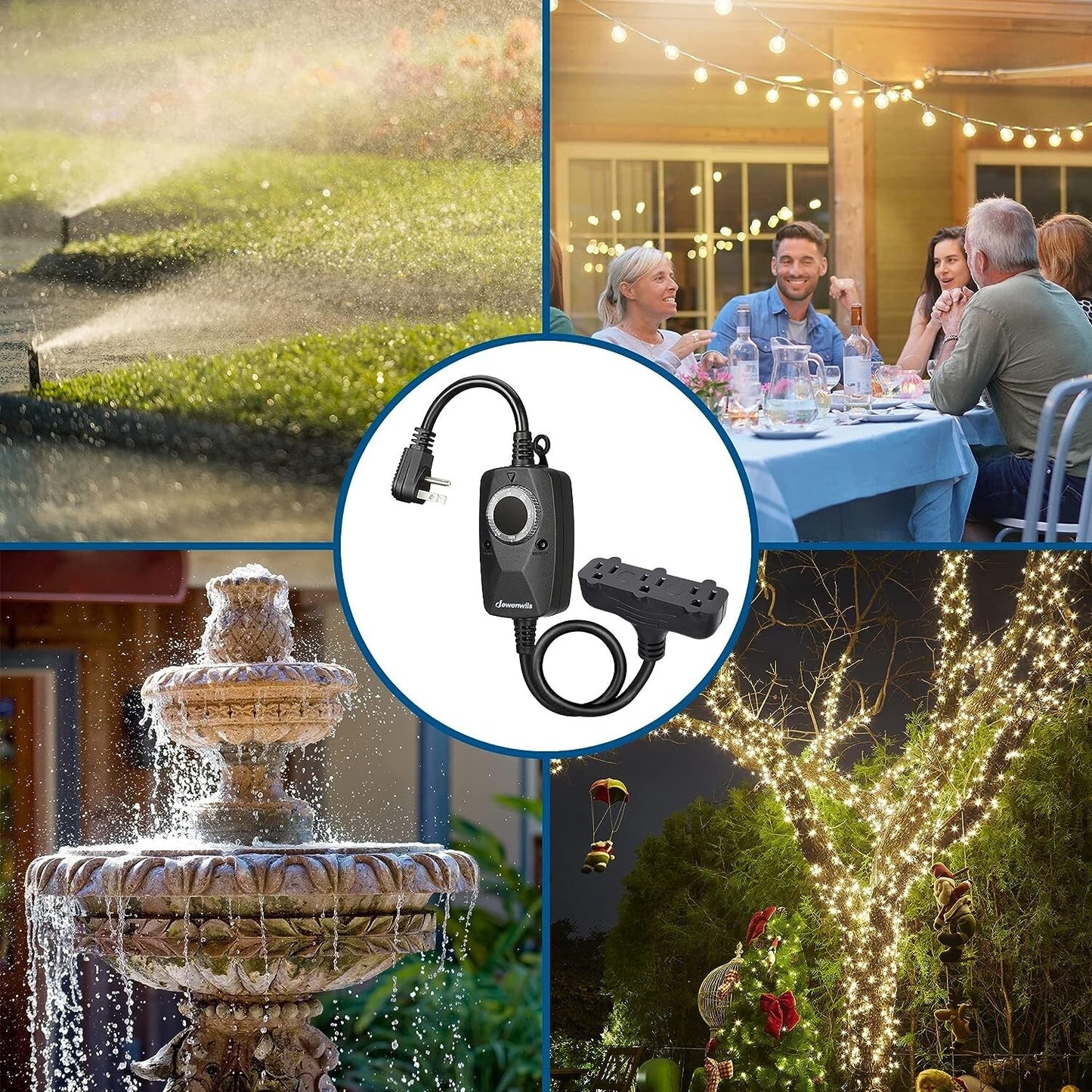 DEWENWILS Light Timer Outdoor Weatherproof w 2 FT Extension Cord Photocell