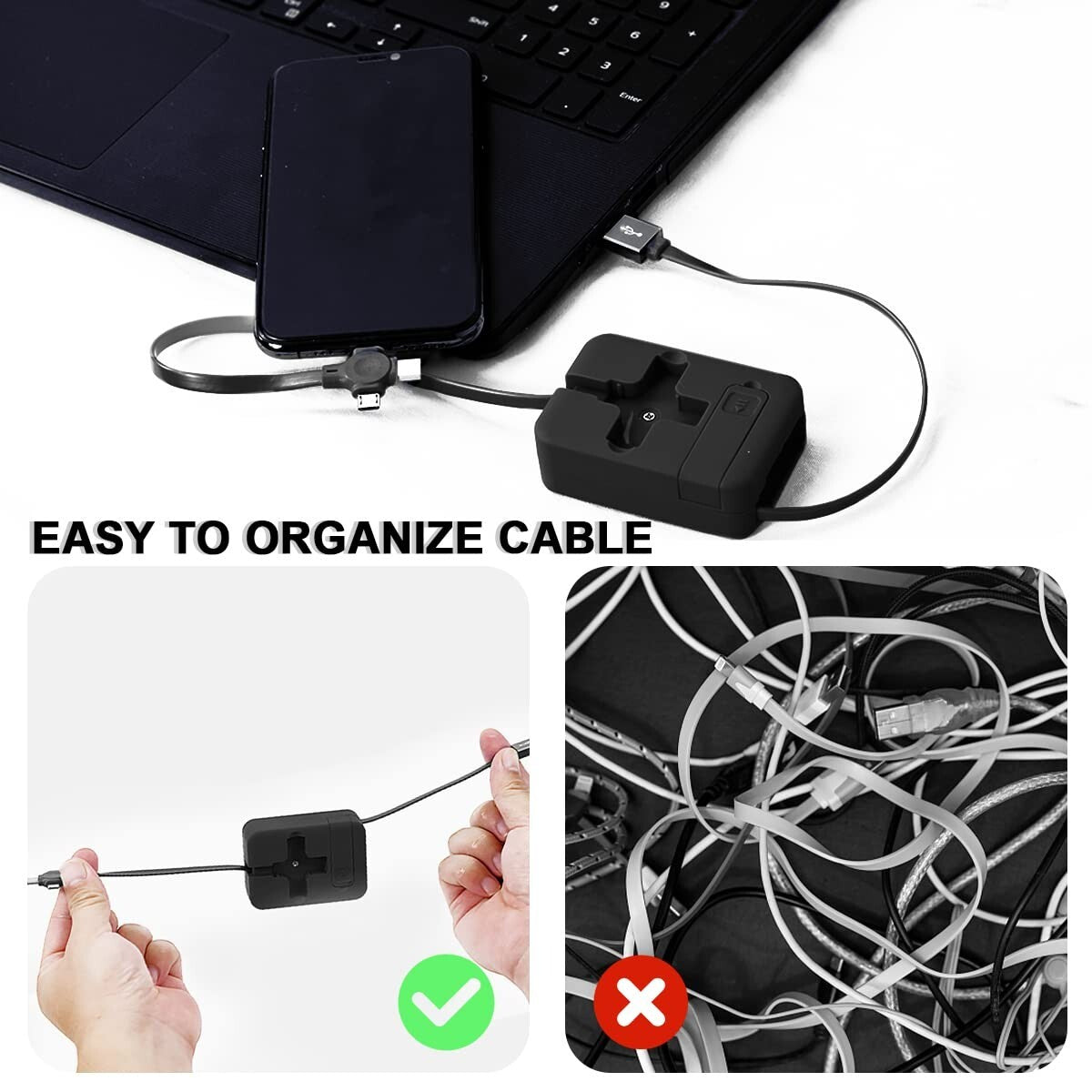 USB 2 Pack 3 In 1 Multi Retractable Charging Cable Multiple Retractable Cable Fa
