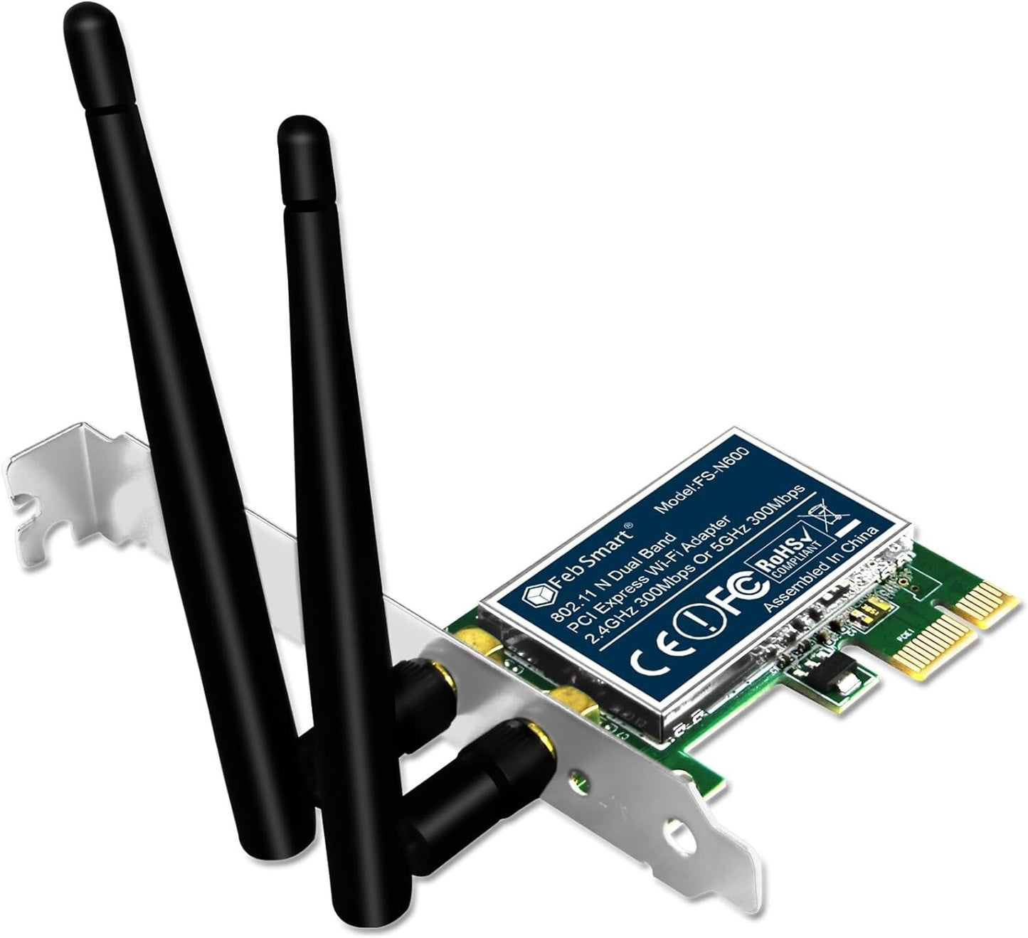PCIE FebSmart Wireless N Dual Band 600Mbps 24GHz 300Mbps or 5GHz 300Mbps WiFi