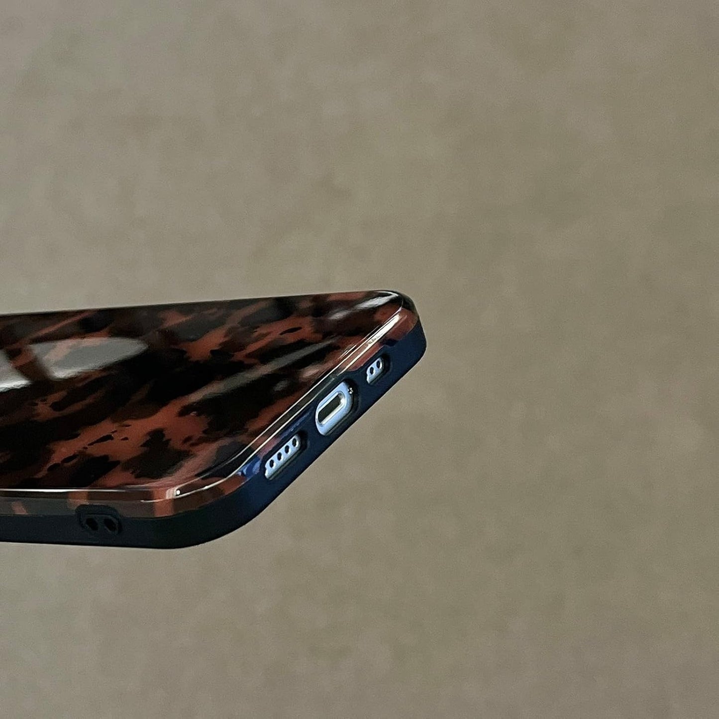 Tortoise Shell Case for iPhone 15,Slim Amber Leopard Print Cover, 6.1" Retro