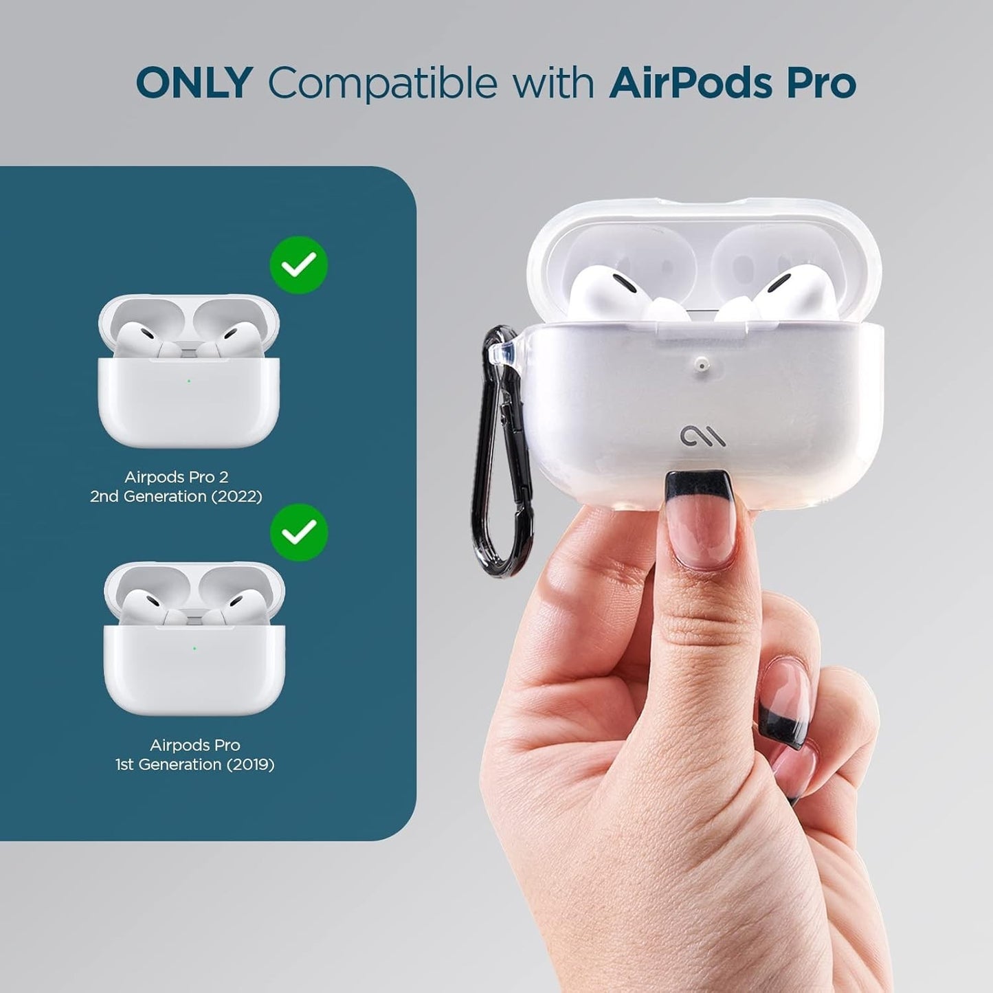 Case-Mate AirPods Pro 2 Clear Case w/ Keychain Wireless Charging