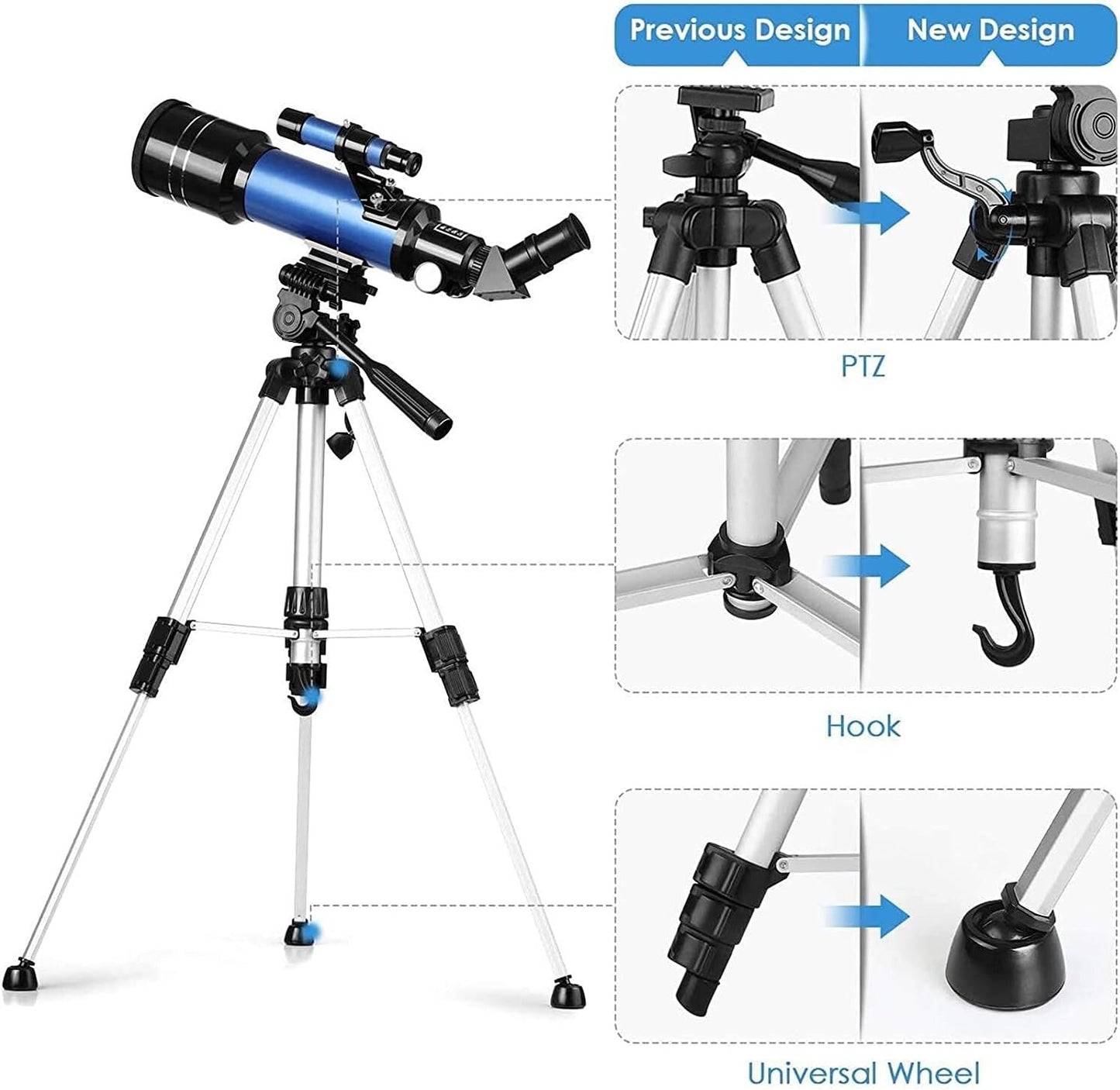Telescope KidsAdults 70mm Aperture 400mm AZ Mount Refractor Adjustable 17735