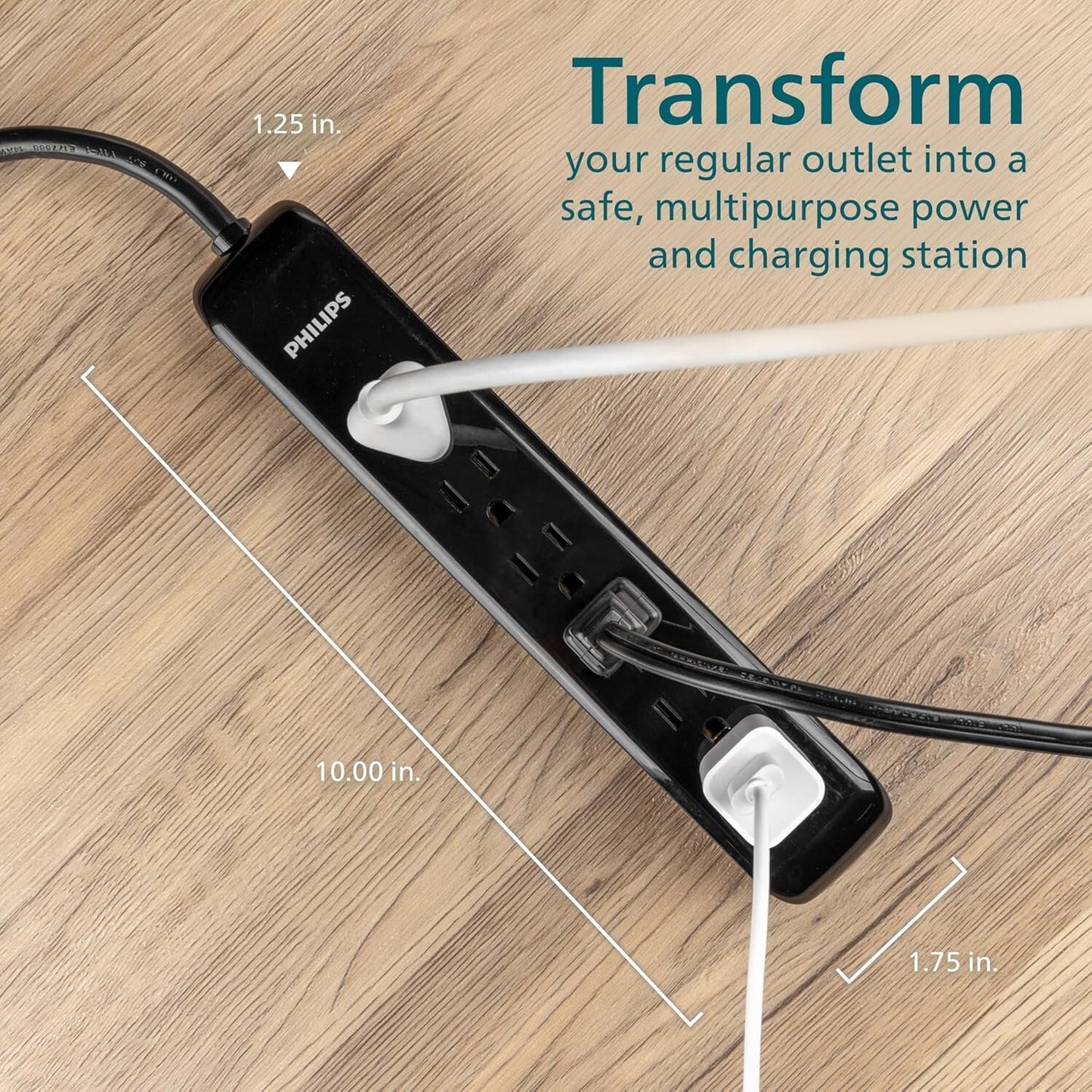 SPP6110BC 1080J Philips 37 6Outlet Surge Protector 10Ft Cord