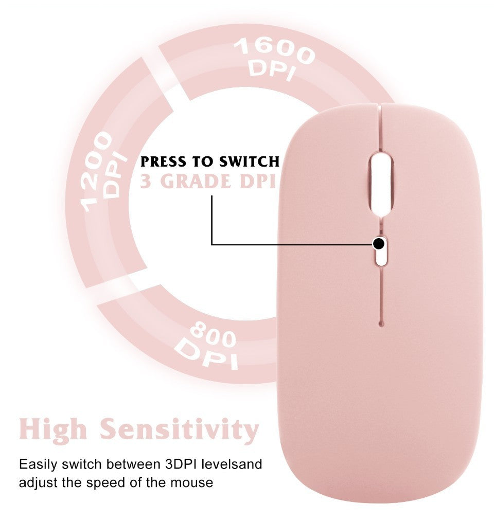 2.4GHz & Bluetooth Mouse for Fire HD/Kindle/Laptop/iPad – Flamingo Pink