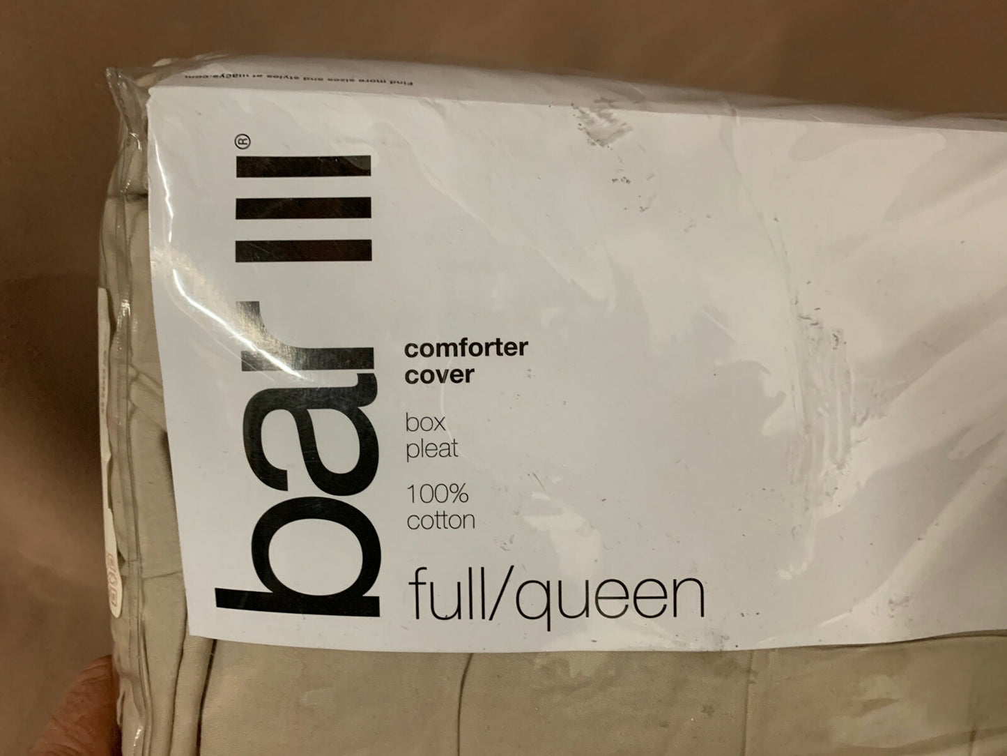 III 100 Bar Box Pleat Sunset Box Pleat Cotton Duvet Cover Taupe