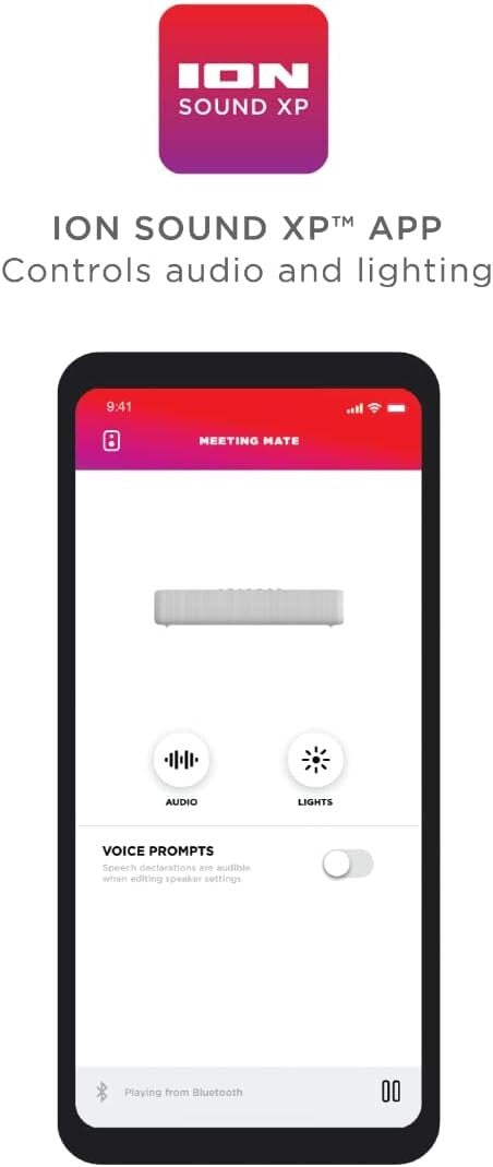 Ion Audio Meeting Mate Gray Wireless Bluetooth Speaker Soundbar w Stand