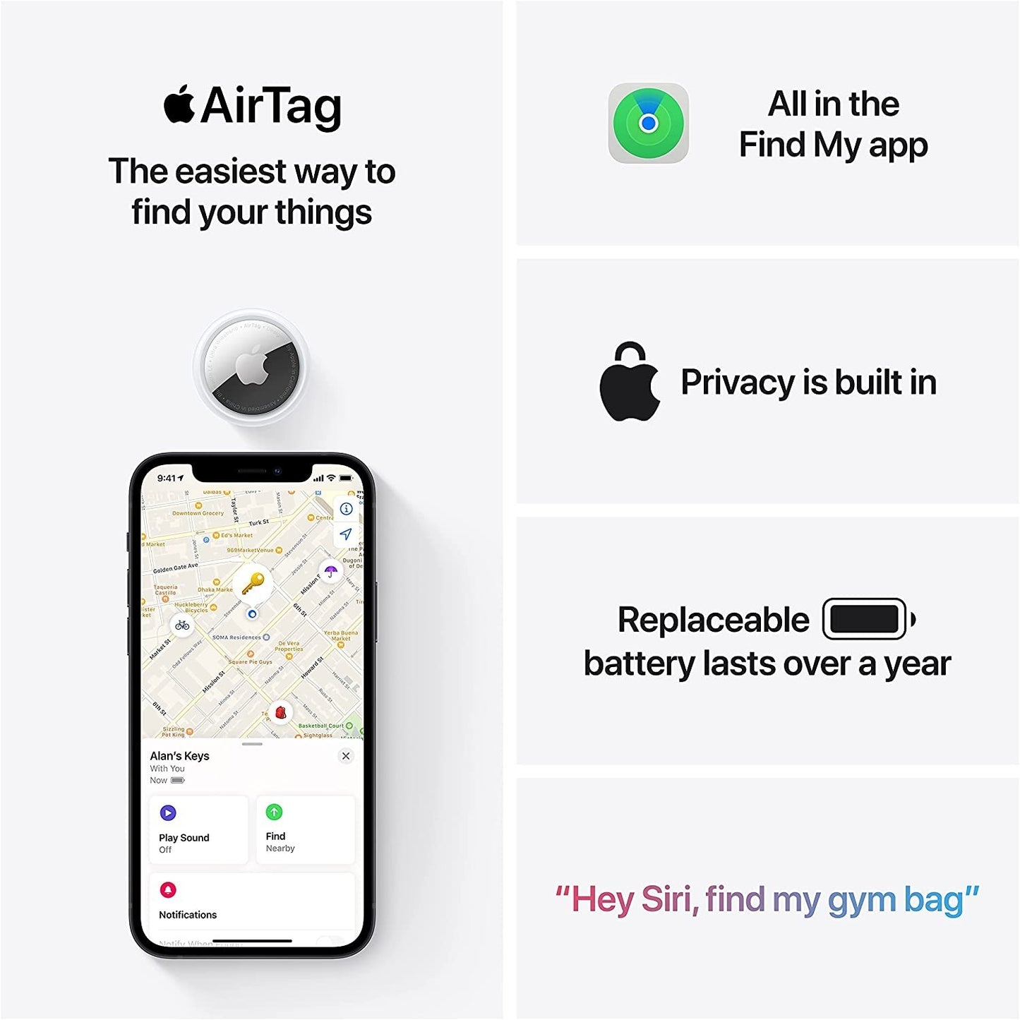 Apple AirTag Bluetooth Tracker – Silver (MX532AM/A) Precision Find