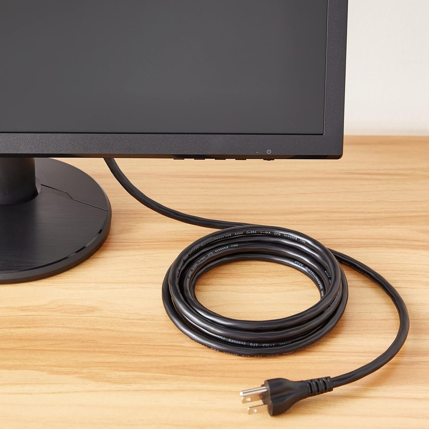 Amazon Basics Computer Monitor TV Replacement Power Cord 10 Black