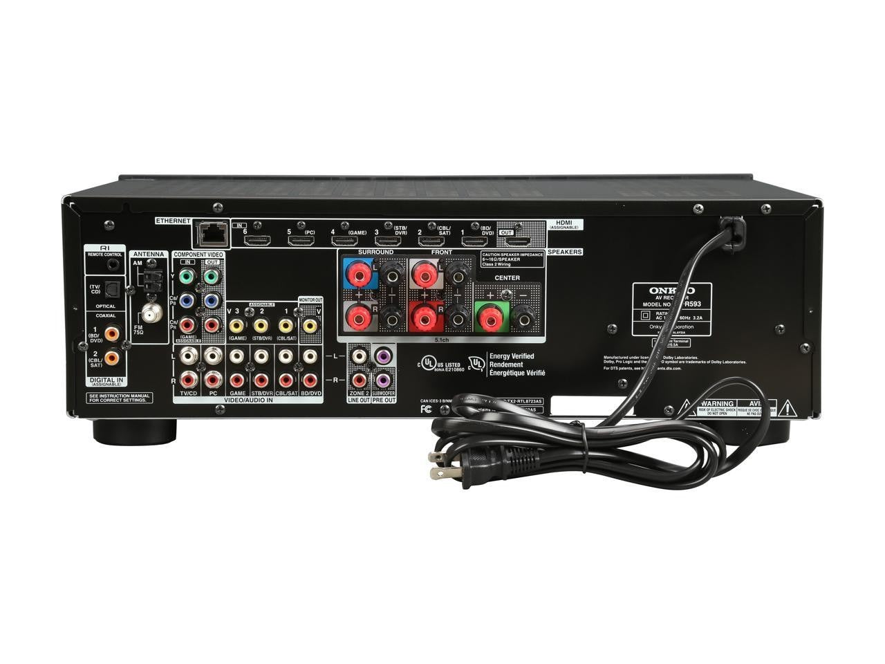 Onkyo HT-R593 Home Theater Receiver 5.2 Channels Wi-Fi Bluetooth