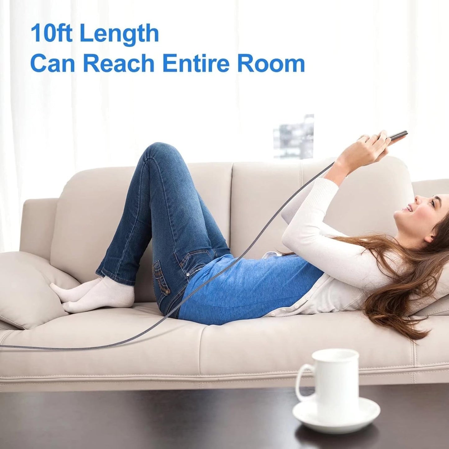 2-Pack 100W USB C to USB C Cable 10FT Fast Charger for iPhone 15 Pro Max Silver