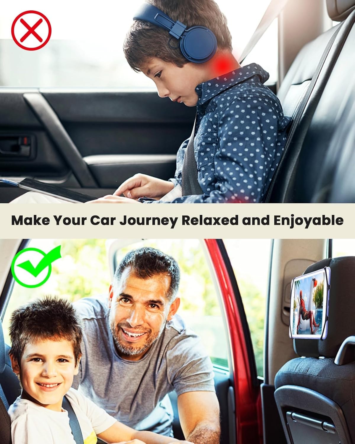 Car Tablet Holder Uni Ipad Holders Car Mount Headrest for All 7-12.9" Tablets
