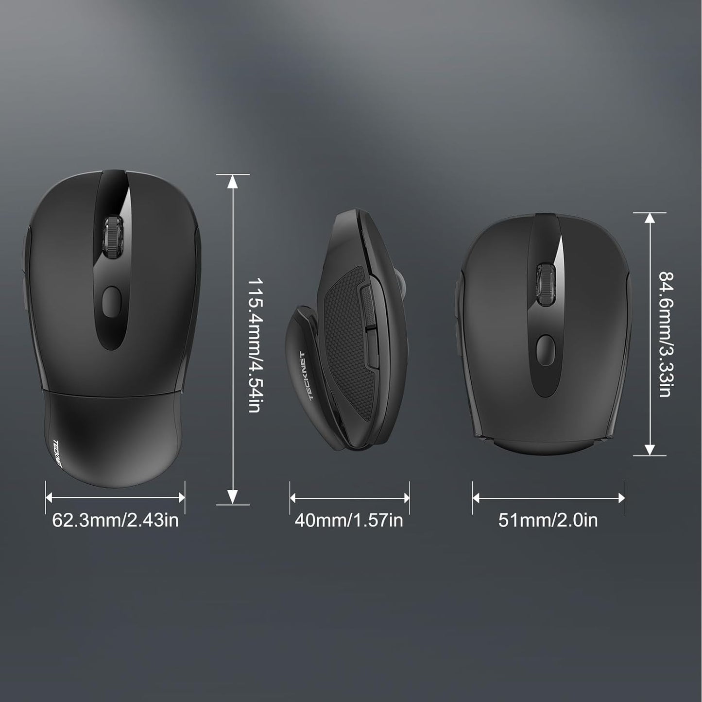 TTECKNET Folding Wireless Travel Mouse – 3 DPI, 2.4G, Portable, 2-Year Battery