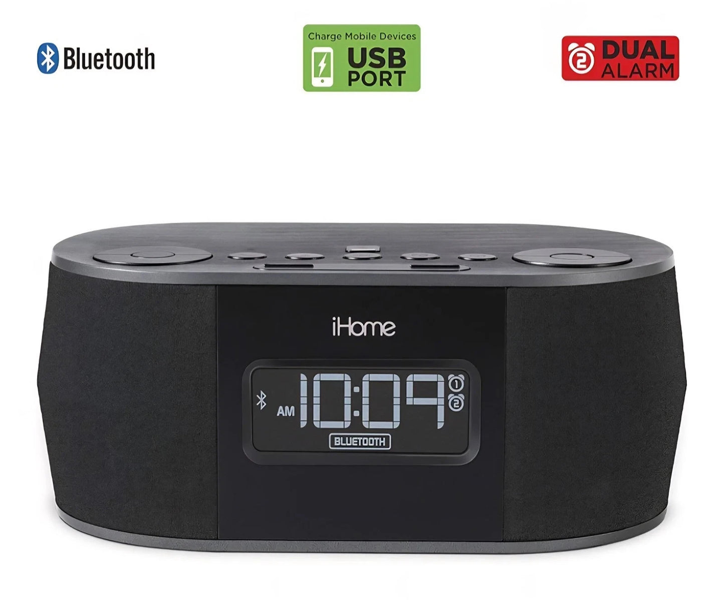 iHome Alarm Clock w Bluetooth Speaker iBT38 with USB Charging Port