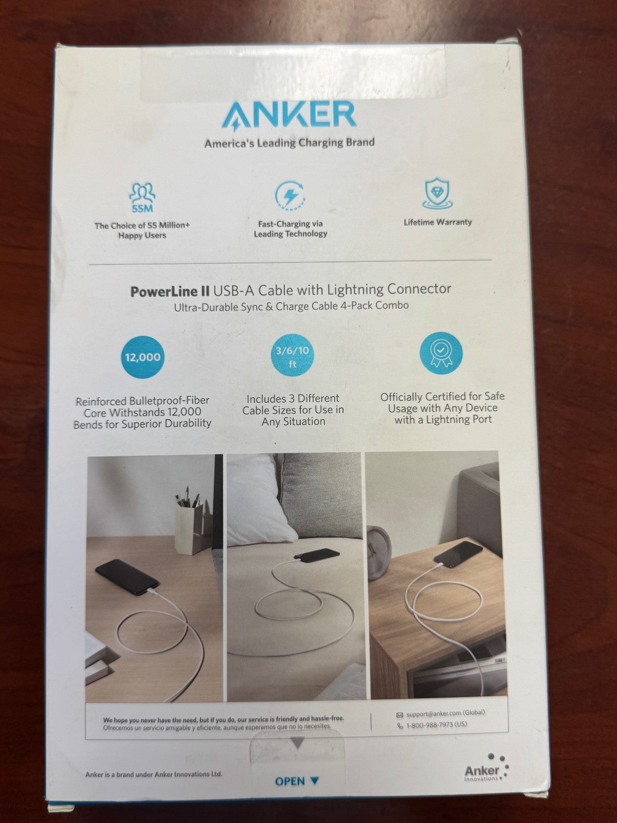 ANKER POWERLINE II Ultra Durable MFi-Certified USB-A CABLE 4 PACK for APPLE