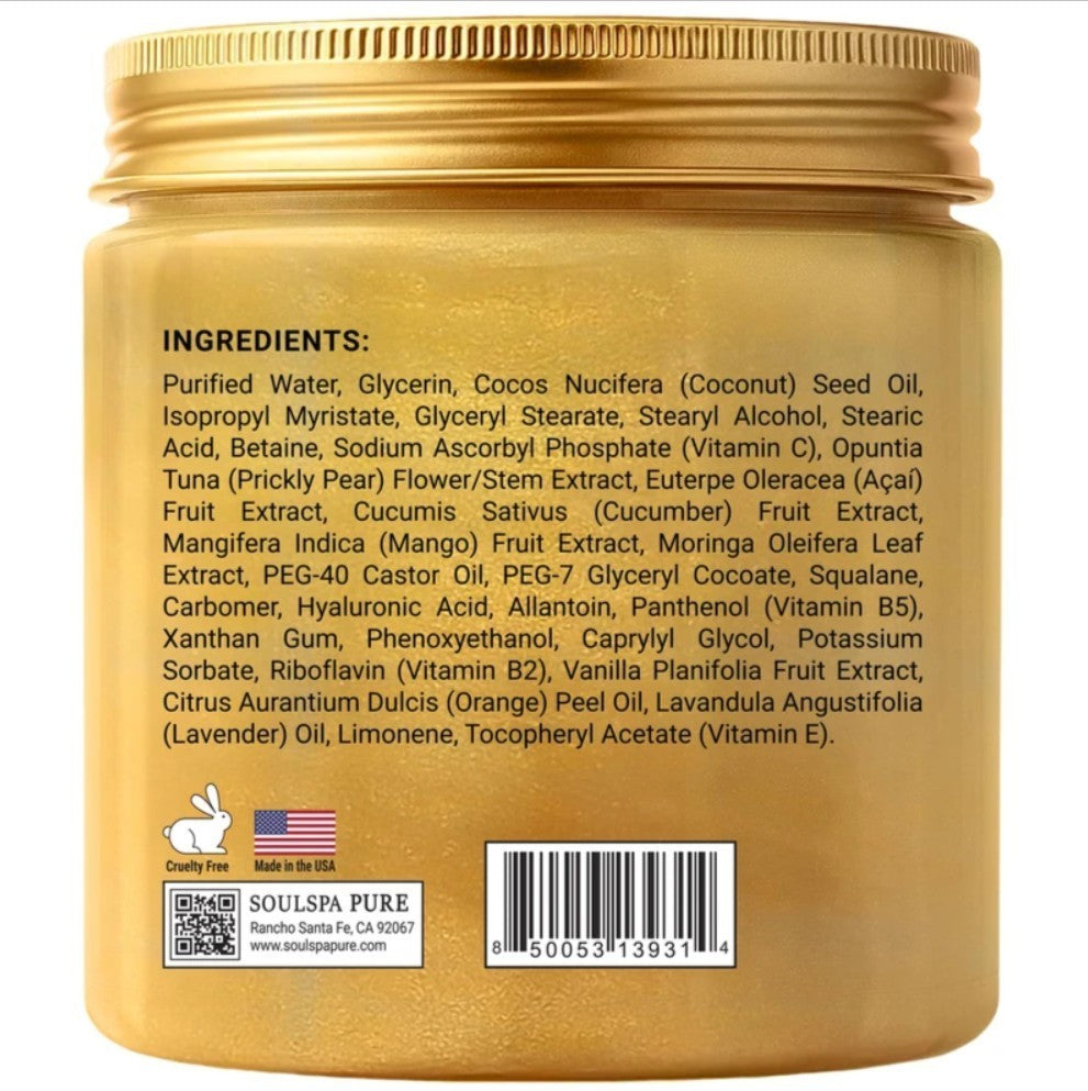 24K Gold Face Mask – Hydrating & Firming Facial Mask with Shea Butter, Hyaluroni