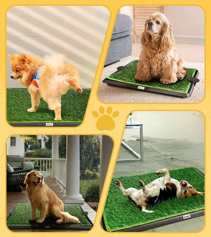 Super Absorbent Dog Grass Pad with Tray 20x16" Reusable Puppy Potty Training Mat