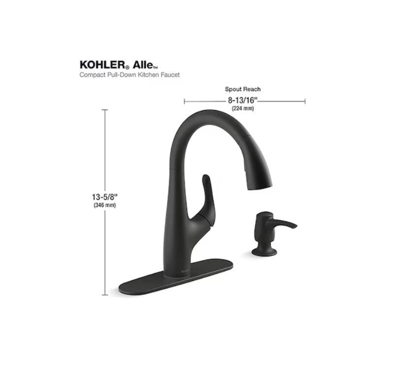 R26698-SD-BL Kohler Alle C PullDown Kitchen Faucet Black