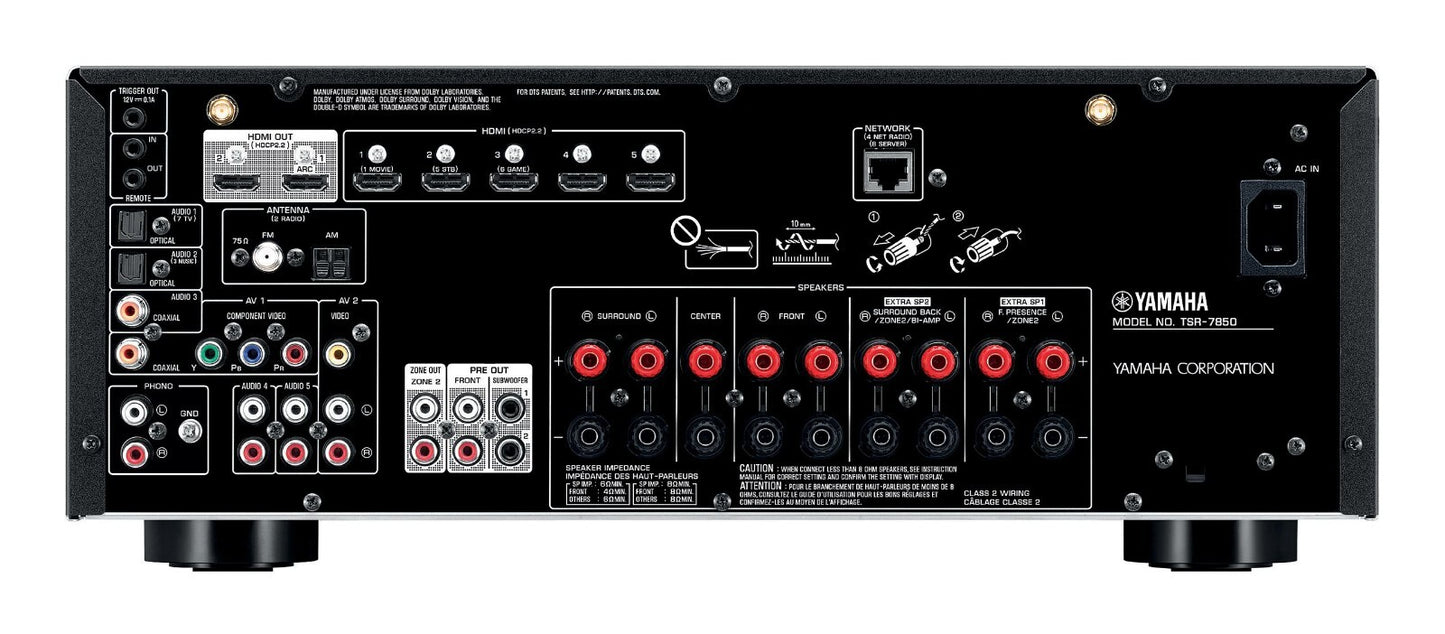 TSR-7850 DTS Yamaha 72 CH Dolby Atmos WiFi BT 4K Receiver Black