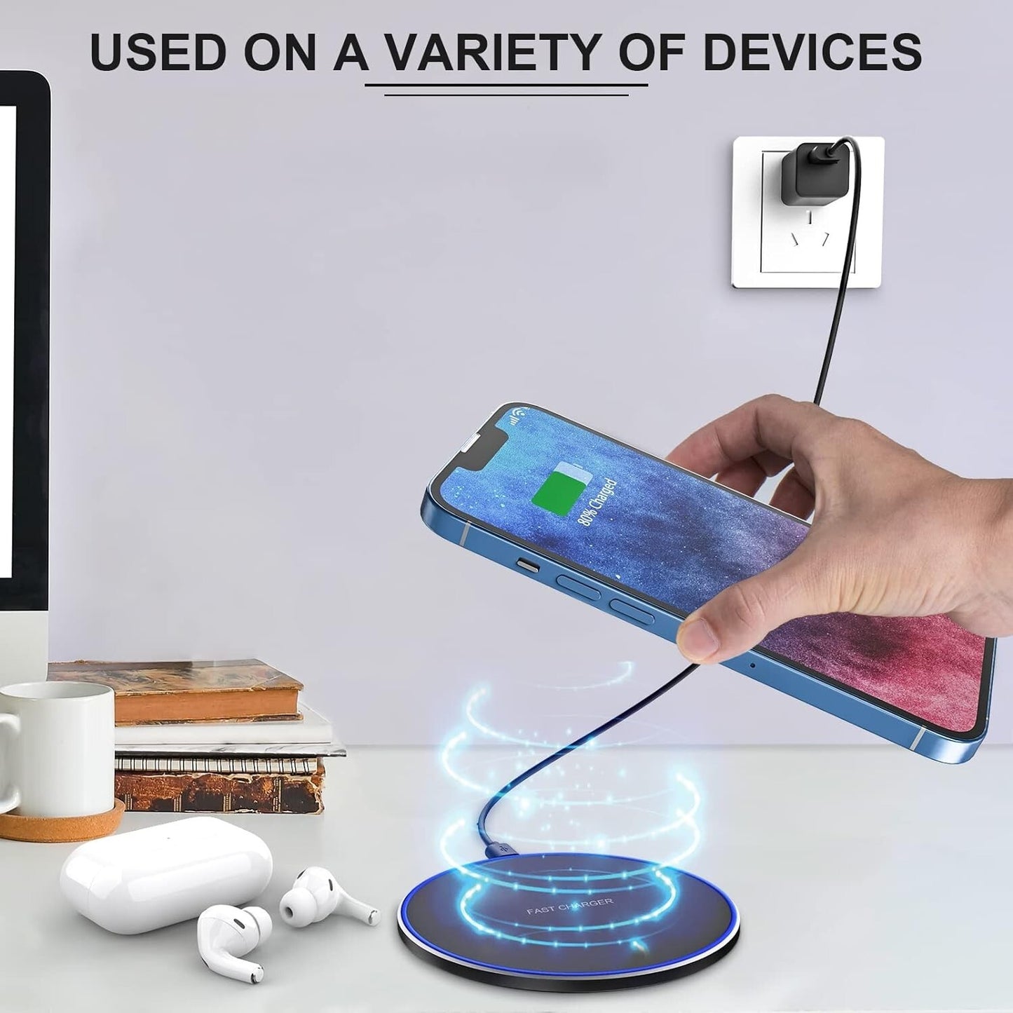 10W Fast Wireless Charger Pad Max Wireless Charging Compatible iPhone 14