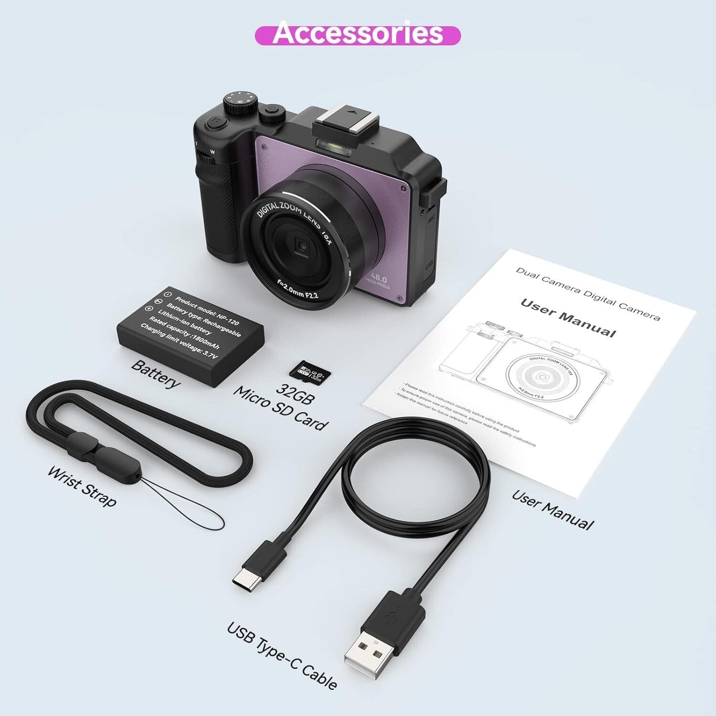 48MP 18X Camera4K cameraRear Dual Cameras Digital Zoom TF Card