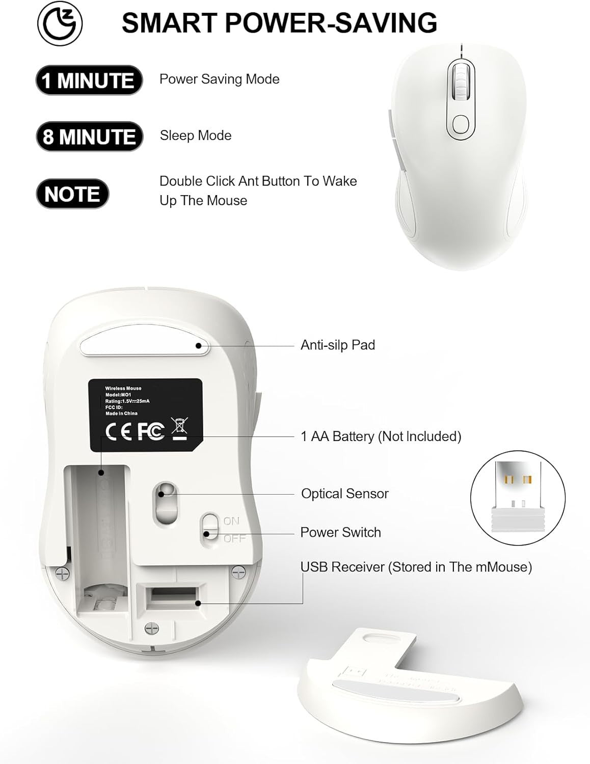 Trueque Wireless Mouse 2.4GHz, Ergonomic 6 Buttons 3-Level DPI USB for PC/Laptop