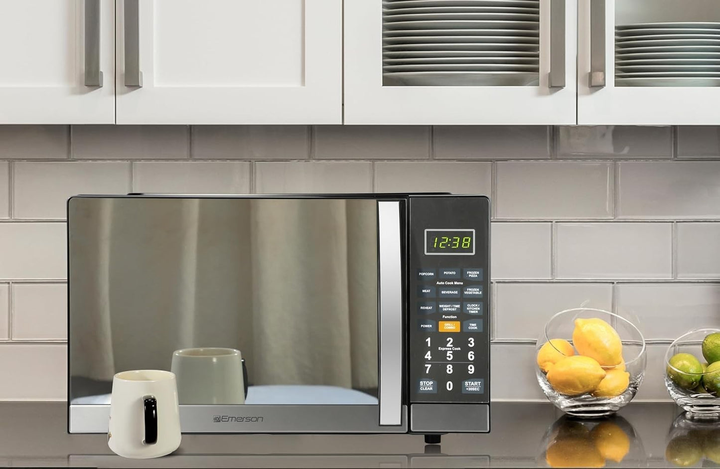 Emerson MWG1191SB Microwave w/ Grill – 1100W, 1.1 Cu Ft, Stainless Steel
