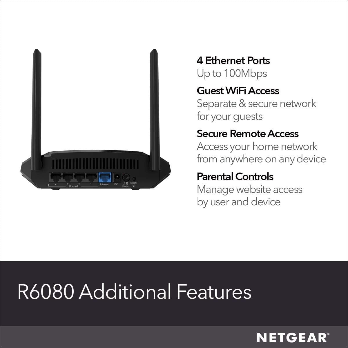 NETGEAR R6080 WiFi Router Dual Band Wireless Speed up to Mbps