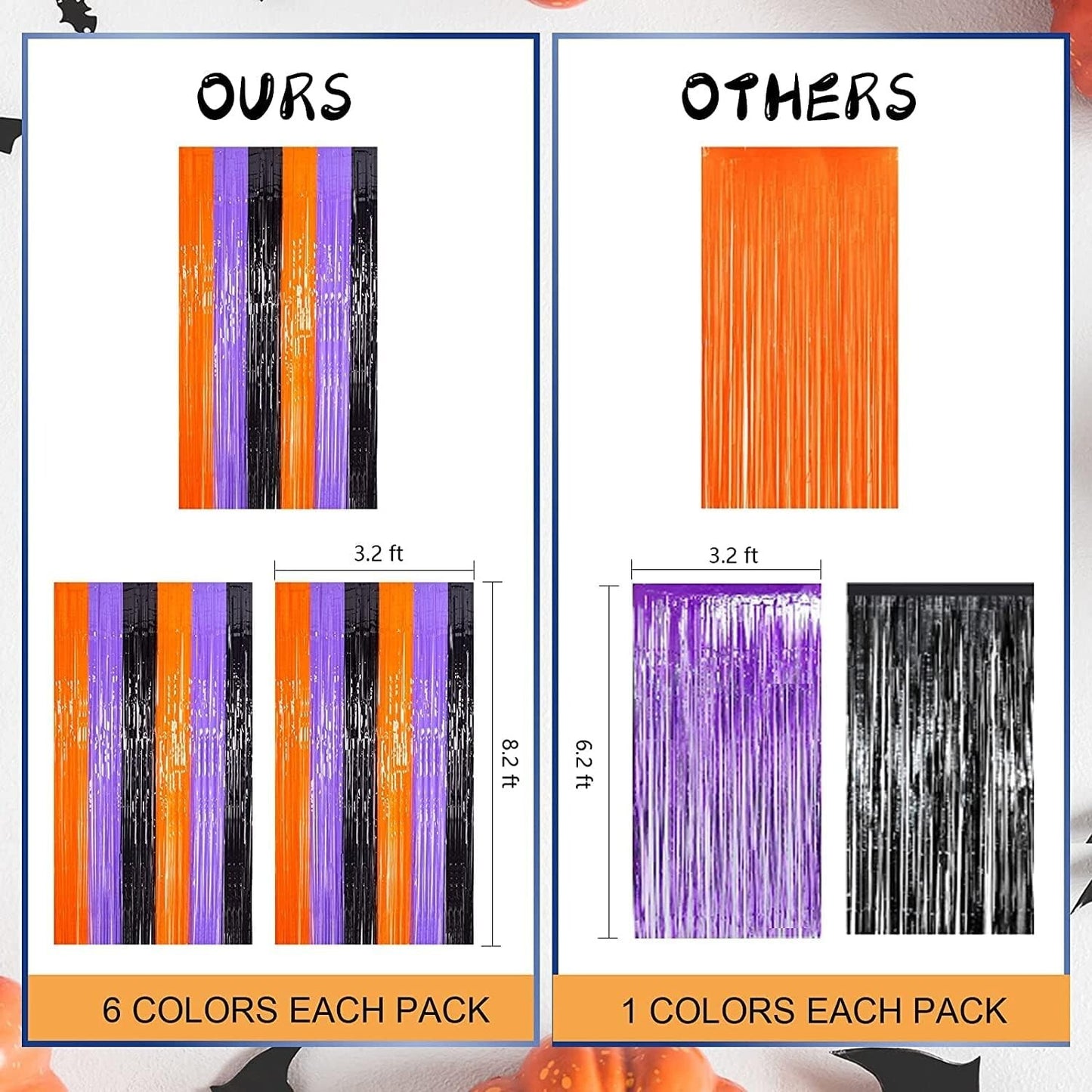 LOLStar Halloween Party Decoration 3 Pack Orange Purple Black Photo Booth Props