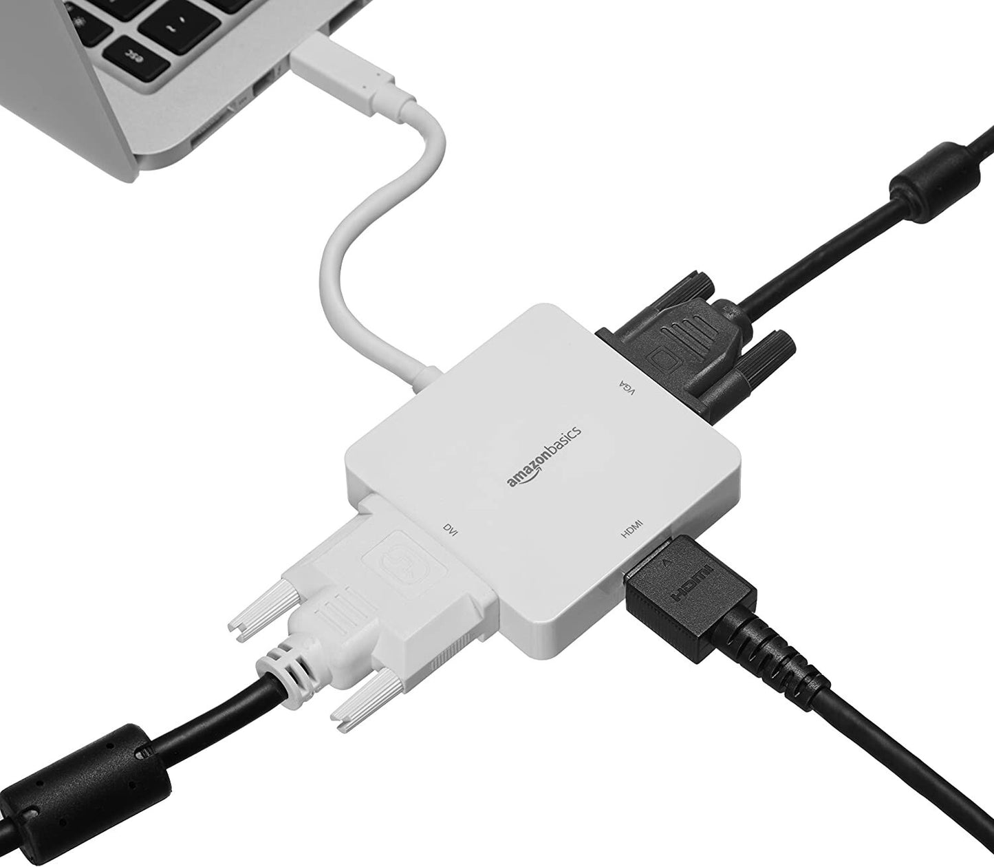 Amazon Basics MPA_MDP_W Mini DisplayPort Thunderbolt to HDMI DVI VGA Adapter