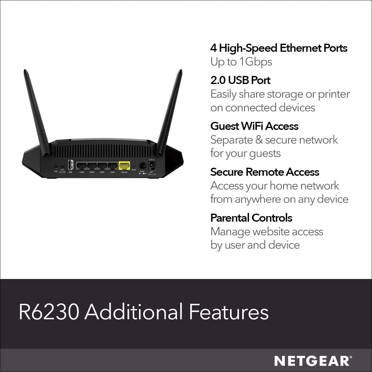 NETGEAR AC1200 WiFi Router Dual Band Wireless Speed Up to Mbps