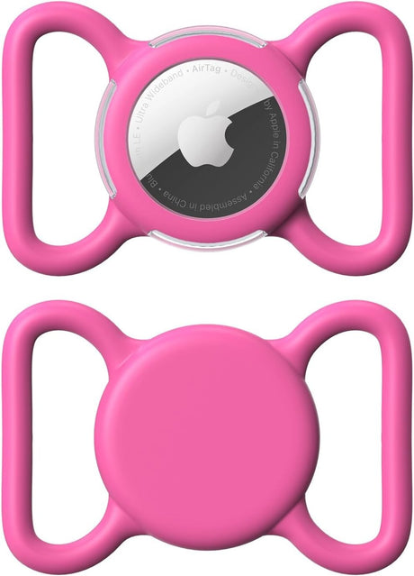 Waterproof Airtag Holder for Dog Collar – Soft, Durable Case (Rose, Large)
