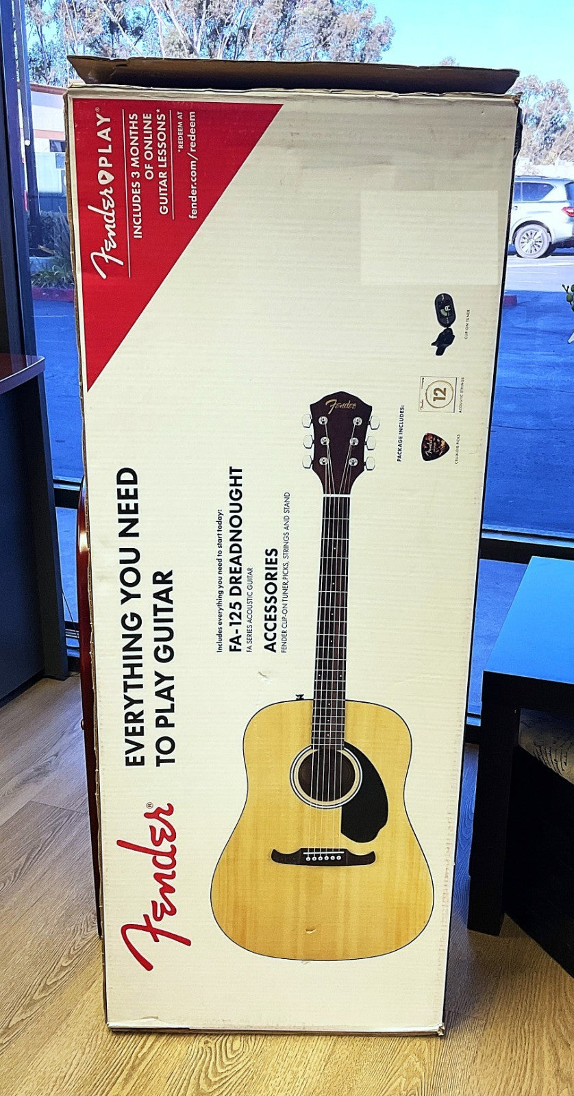 Fender FA-125 Dreadnought Acoustic Guitar Pack Natural w/ Gig Bag & Accessories