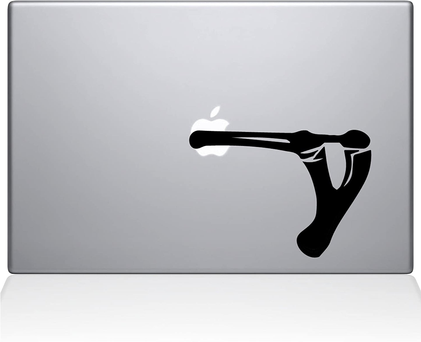 1898-MAC-15P-BLA Decal Guru Sling Shot Apple Decal Vinyl Sticker Black 15