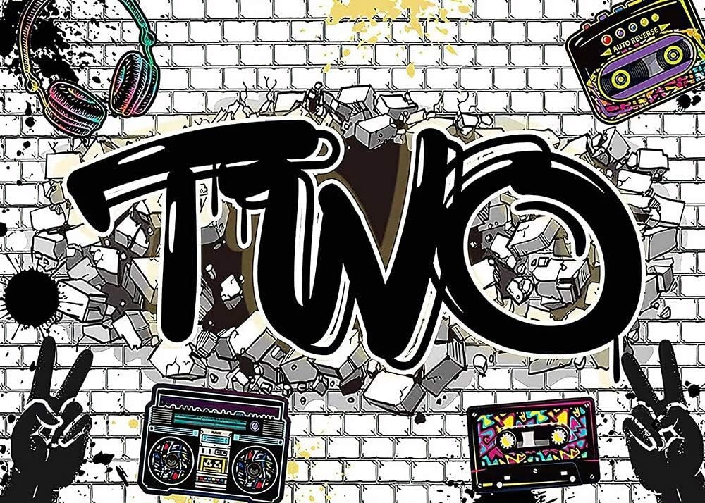7x5ft Hip Hop Graffiti White Brick Wall Photography Backdrops Two Legit to Quit