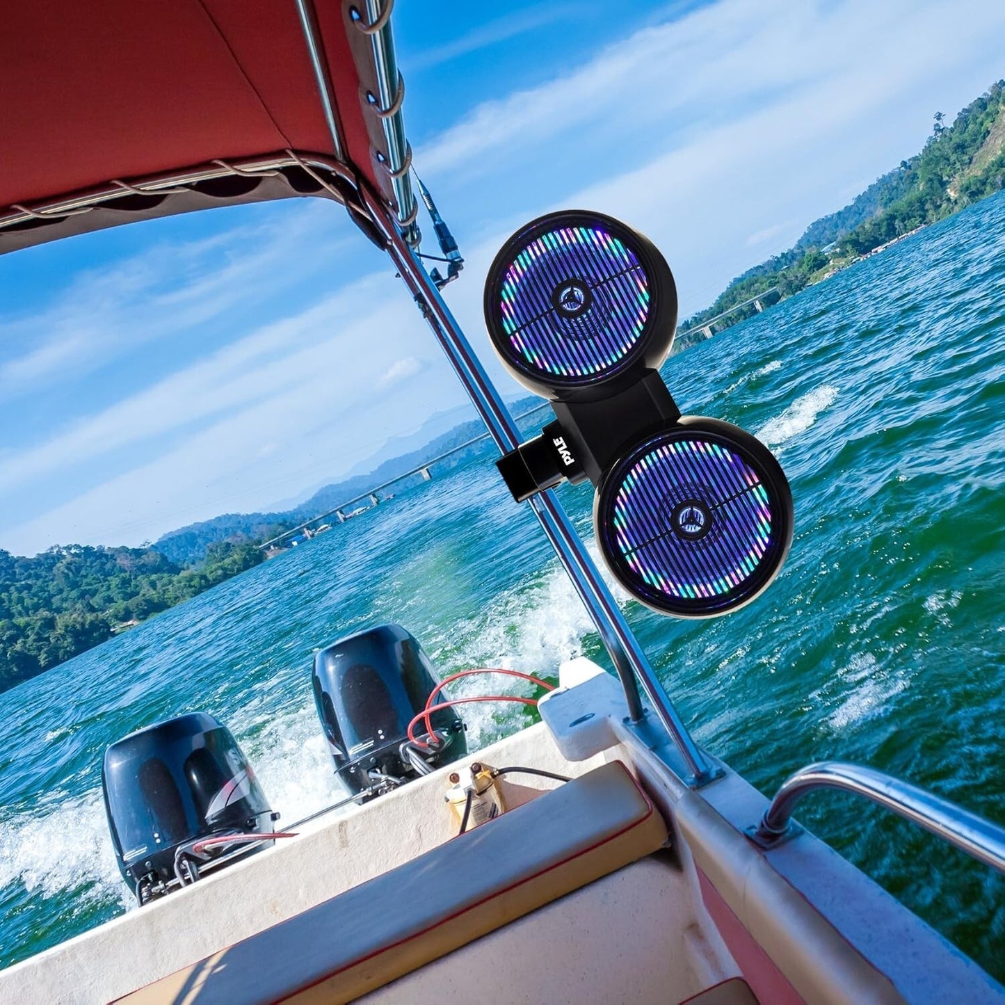 PLMRWB852LEB BLACK Pyle Waterproof Wakeboard Tower Speakers 65Dual Subwoofer