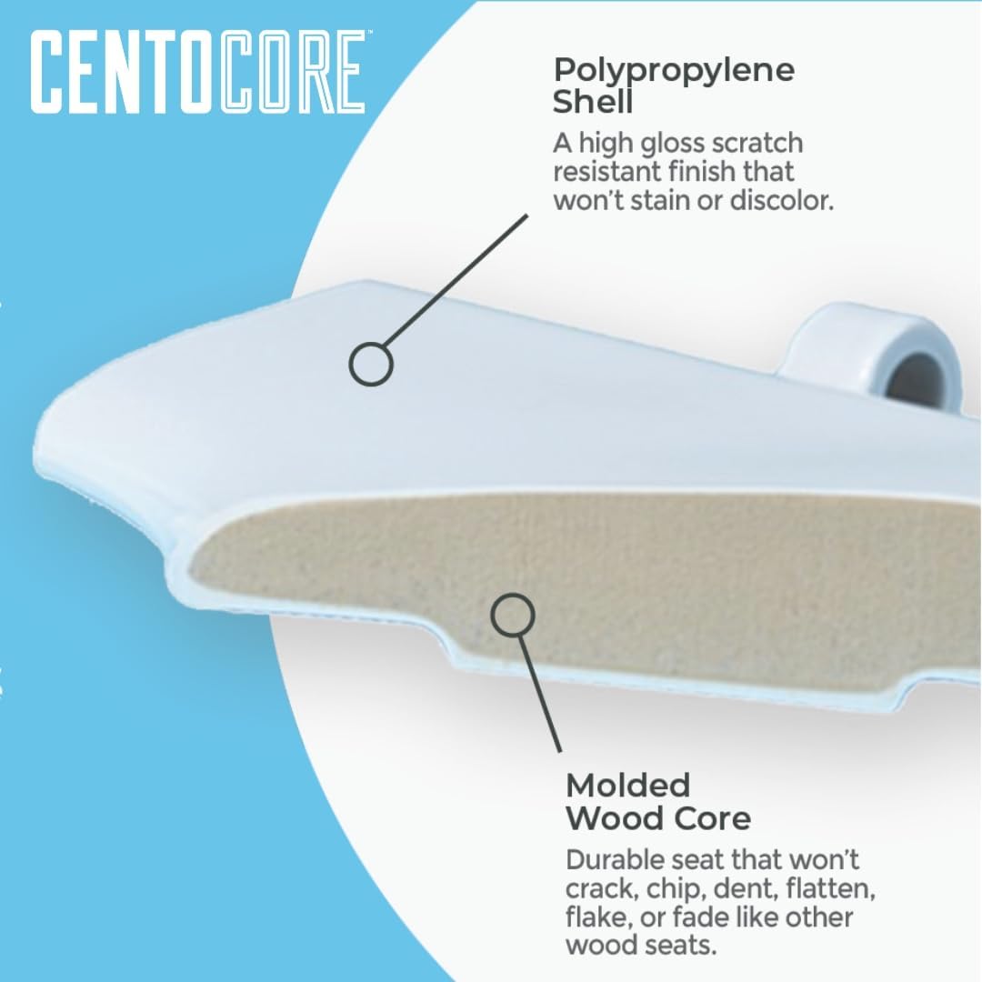 Centoco 900SC-001 Elongated Toilet Seat Soft Close Wood Core White Made in USA