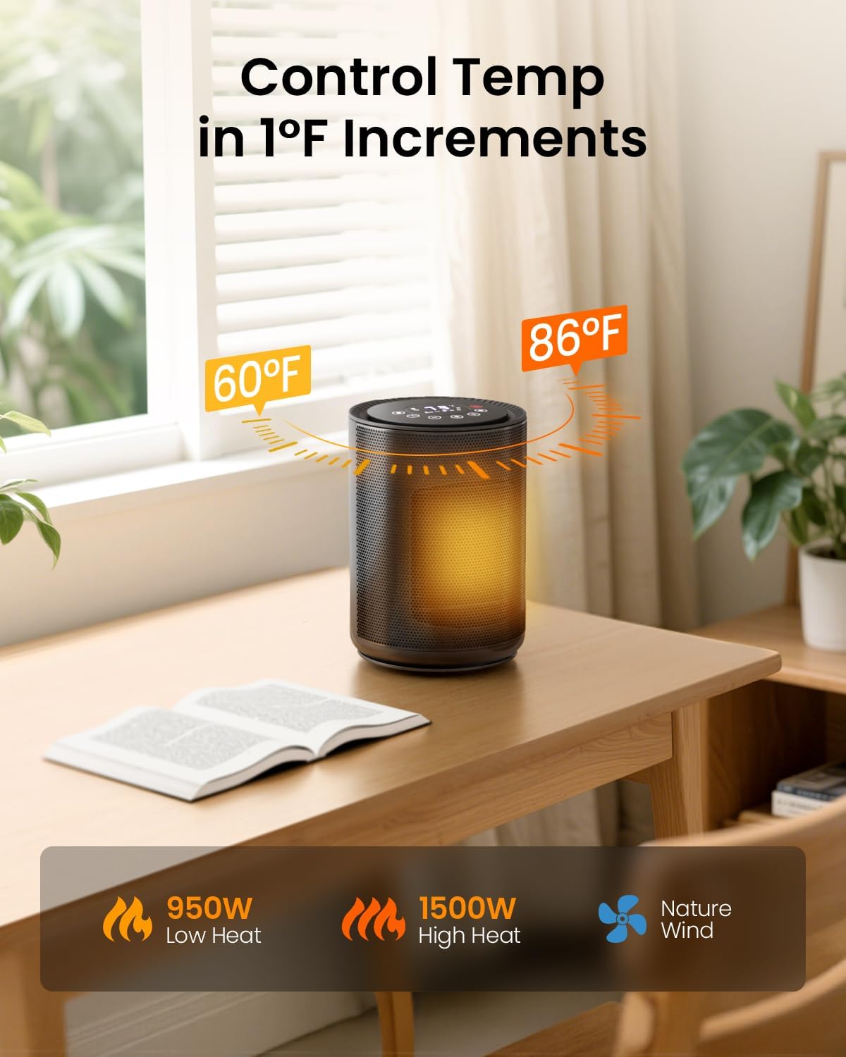 Electactic 1500W Space Heater Portable Ceramic w/ Remote Thermostat Timer PTC