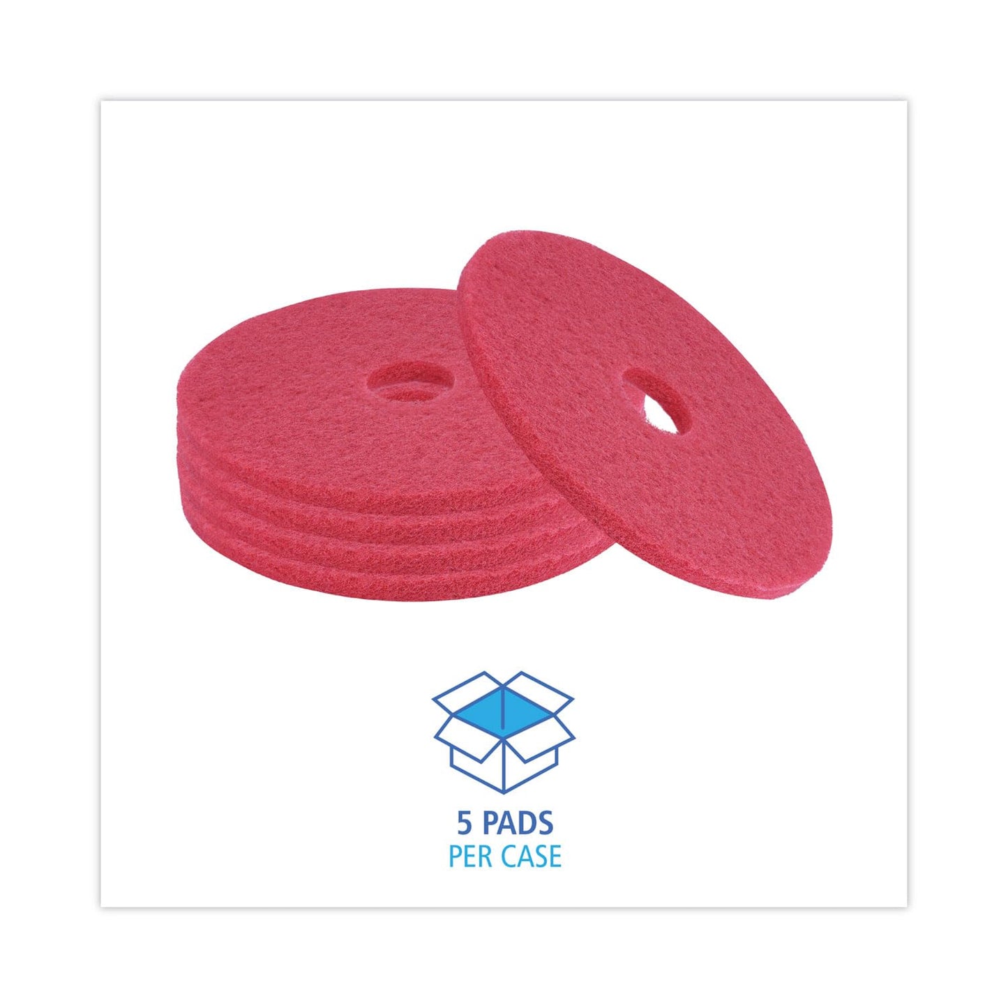 Boardwalk Buffing Floor Pads 17in Red 5/Carton Commercial Floor Machine