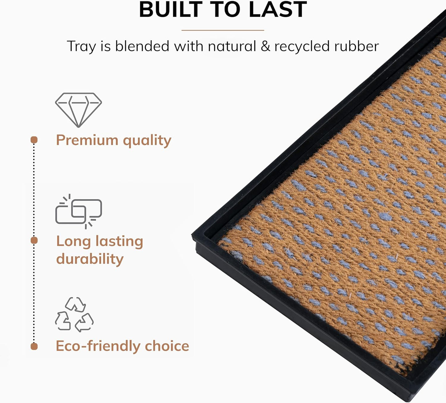 Anji Mountain Rubber Boot Shoe Tray w/ Coir Insert 46.5in Wide Fits 4 Pair