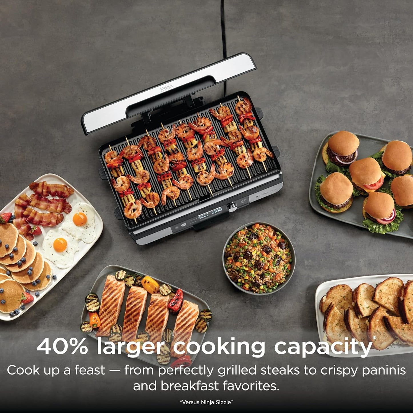 Ninja Sizzle Pro XL 20in Indoor Griddle + Grill Ceramic Nonstick Vented Lid