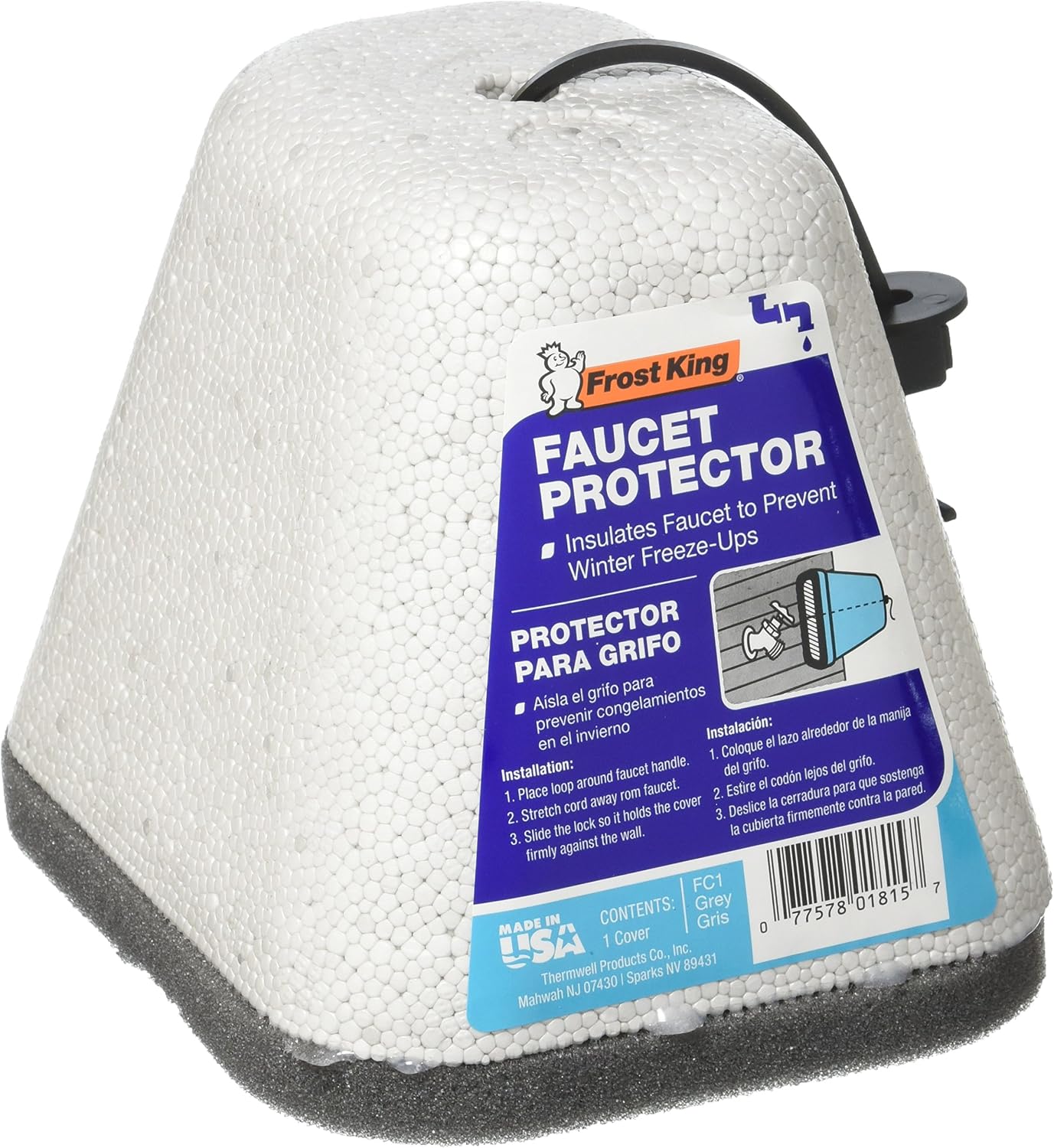 Frost King FC14A Foam Faucet Cover Grey Outdoor Freeze Protection Insulated