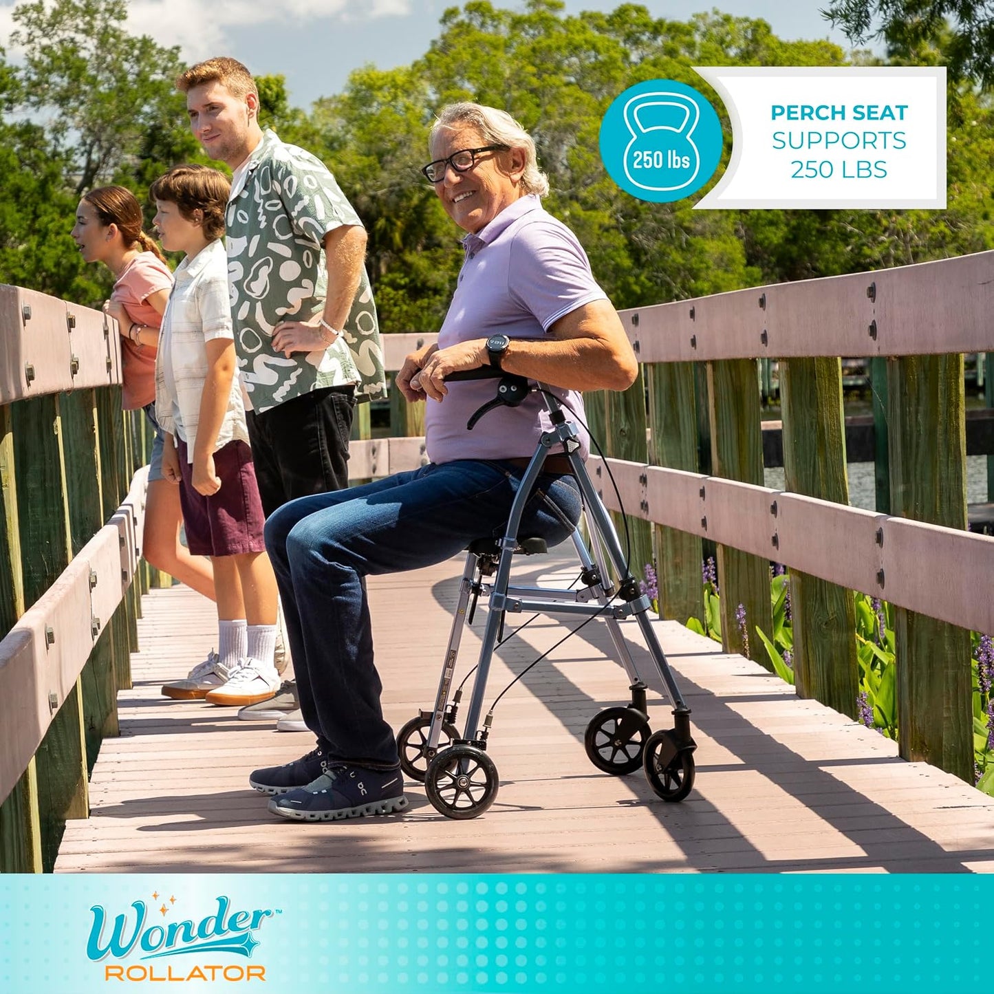 Stander Space Saver Rollator Lightweight Folding Rolling Walker w/ Seat