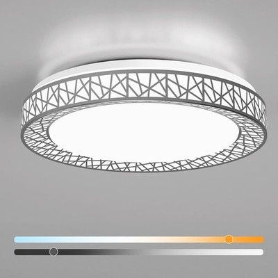 Lightania 20 Inch Flush Mount Ceiling Light, Modern Brushed Nickel LED Ceiling