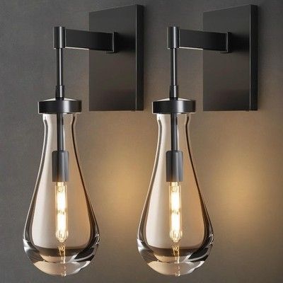 BlesULuk Raindrop Brass Crystal Wall Sconce Set of 2 Dimmable Vanity Lamp Bulbs