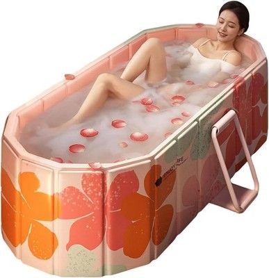 Houtclort Foldable Bathtub Adult 47in Collapsible Portable Folding SPA Tub
