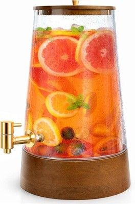 VERSSURE 1.7 Gallon Glass Drink Dispenser Large Cold Beverage w/ Faucet Stand
