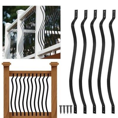 Sidasu 61-Pack Outdoor Deck Balusters 32.25in Heavy Duty Black Metal Spindles