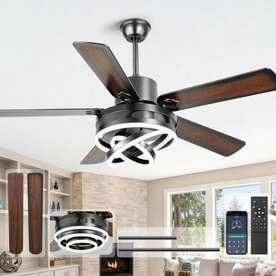 TIRUSUN 52 Inch Chandelier Ceiling Fans with Lights